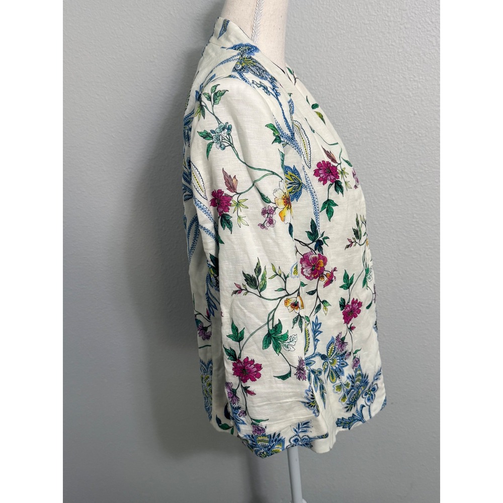 Caballero Kinsley Blazer Balinese Floral Linen Blend Open Front Jacket CA5048 L - Picture 4 of 7
